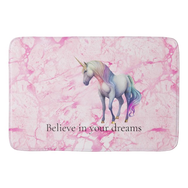 Tapete De Banheiro Girly Swirly Pink Unicorn (Frente)