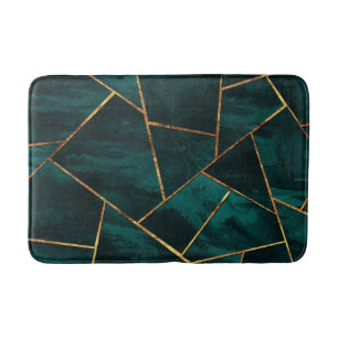 Tapete De Banheiro Glam Geométrico Dourado de Cobre de Tinta Azul Es