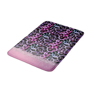 Tapete De Banheiro Glam Leopard Pink e Monograma Roxo