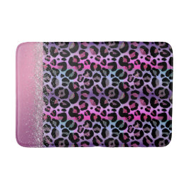 Tapete De Banheiro Glam Leopard Pink e Monograma Roxo