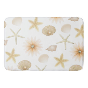 Tapete De Banheiro Glam Moderno Peach Beach Seashells & Flowers