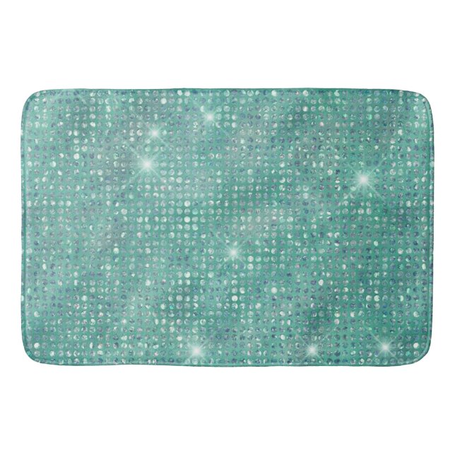 Tapete De Banheiro Glam Sparkle Dots Sea Glass Green (Frente)