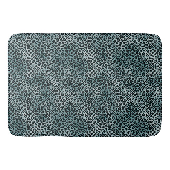 Tapete De Banheiro Glam Turquoise Blue Leopard (Frente)