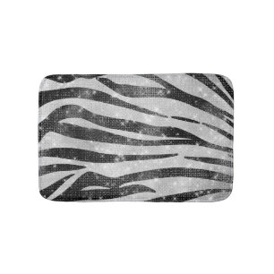 Tapete De Banheiro Glamorous Black White Glitter Zebra Strike