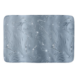 Tapete De Banheiro Glitor Azul de Silver do Luxo Chic Dusty