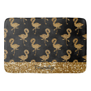Tapete De Banheiro Glitter Dourado Elegante Flamingo Pattern Sparkle
