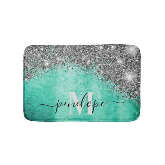 Tapete De Banheiro Glitter prateado e metal (frente)