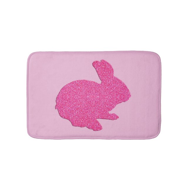 Tapete De Banheiro Glitter Rosa Silhout Coelho Coelho Coelho Bath Mat (frente)