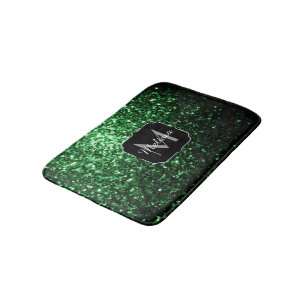 Tapete De Banheiro Glitter verde escuro brilha monograma