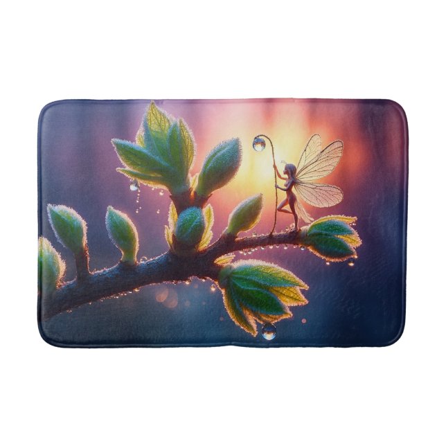 Tapete De Banheiro Glowing sunrise background with winged creature (Frente)