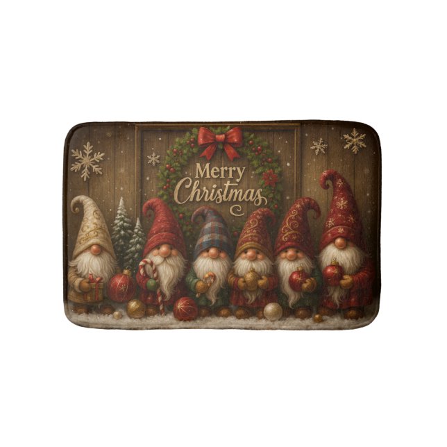 Tapete De Banheiro Gnomos de Natal Lindos Alegre  (frente)