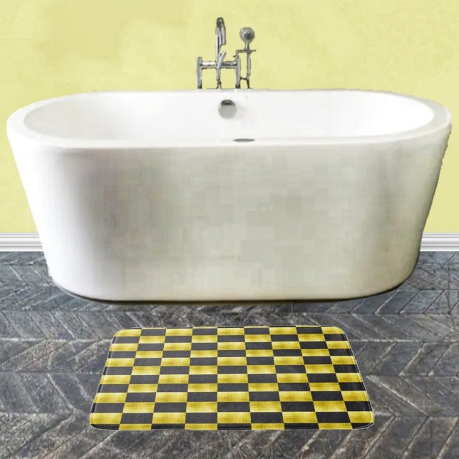 Tapete De Banheiro Gold-Paneled-Black-IV (A smart-looking bath mat to give pizzazz to your bathroom decor!)