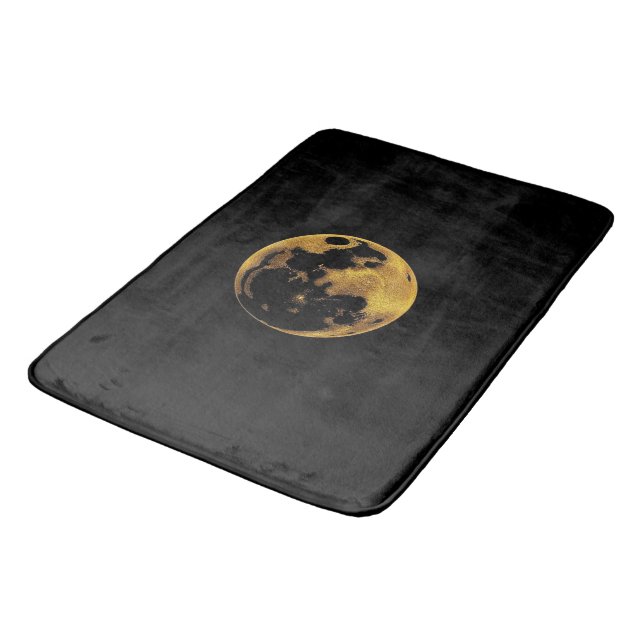 Tapete De Banheiro Gold textured moon on dark black (Angulado)