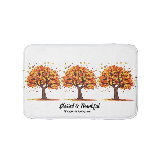 Tapete De Banheiro Golden Autumn Trees Happy Thanksgiving Greeting (frente)