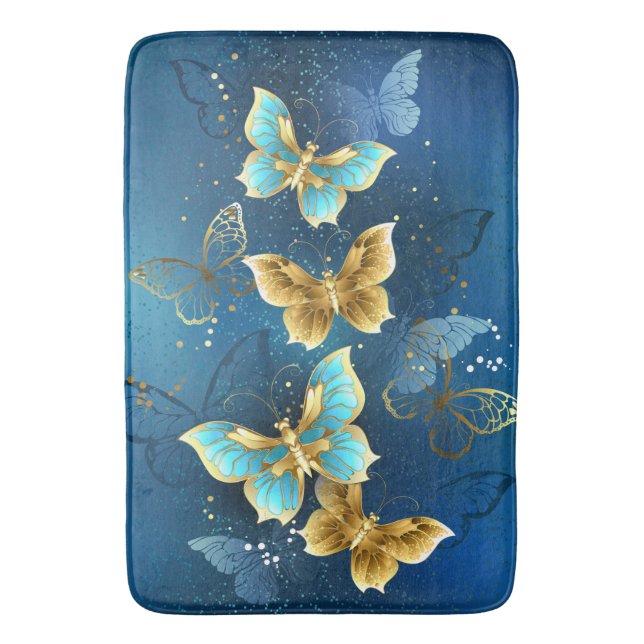 Tapete De Banheiro Golden butterflies (Frente Vertical)