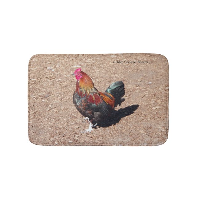 Tapete De Banheiro Golden Cockerel Rooster bathmat (frente)