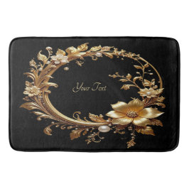 Tapete De Banheiro Golden Floral Ornate Frame Bath Mat