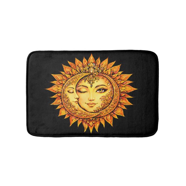 Tapete De Banheiro Golden Sun Moon Boho Goddess | Celestial Mandala (frente)