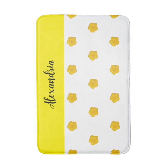 Tapete De Banheiro Golden Yellow Wildflower Photo Name Monogram  (Frente Vertical)