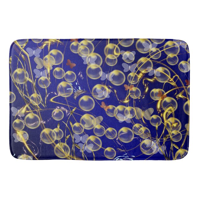 Tapete De Banheiro goldene blasen auf dunkel blauem untergrund (Frente)