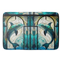 Golfinho Branco Azul Teal Aspecto do Vidro Estreit