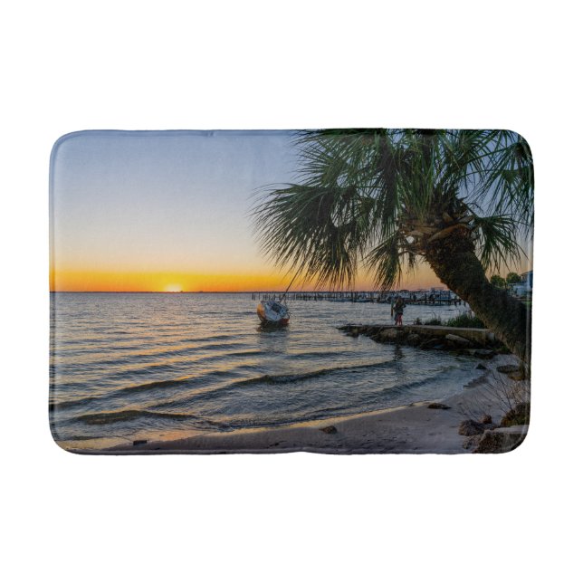 Tapete De Banheiro Golfo Breeze Florida Sunset Bath Mat (Frente)