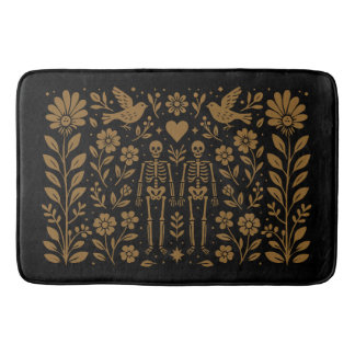 Tapete De Banheiro Gothic Folk Art Skeleton Bath Mat