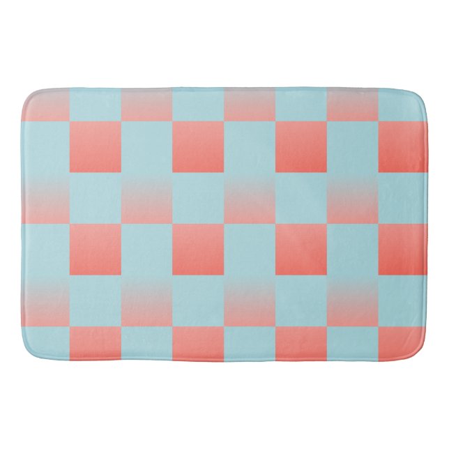 Tapete De Banheiro gradiente com gradiente de verificação na moda, pó (Frente)