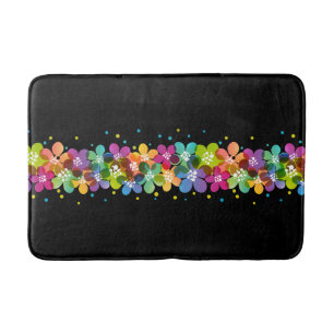 Tapete De Banheiro Gráfico Floral de Cores Tropicais