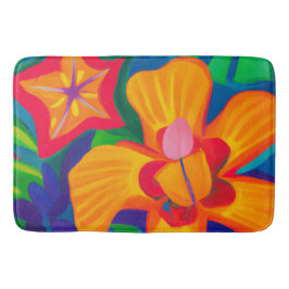 Tapete De Banheiro Grande flor tropical laranja Bath Mat