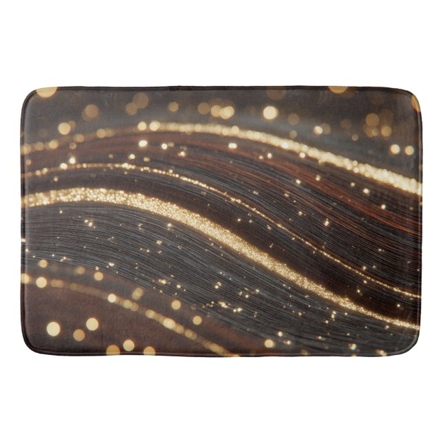 Tapete De Banheiro Grãos de madeira de noz-escura com rios Dourados e (Frente)