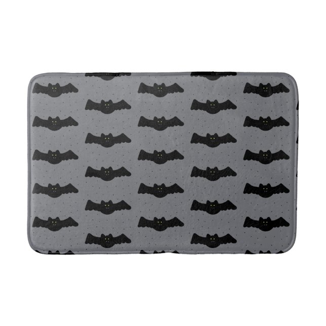 Tapete De Banheiro Gray and Black Halloween Bats (Frente)