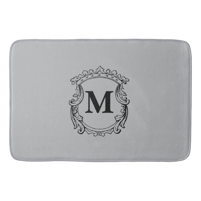 Tapete De Banheiro Gray Custom Monogram Crest (Frente)