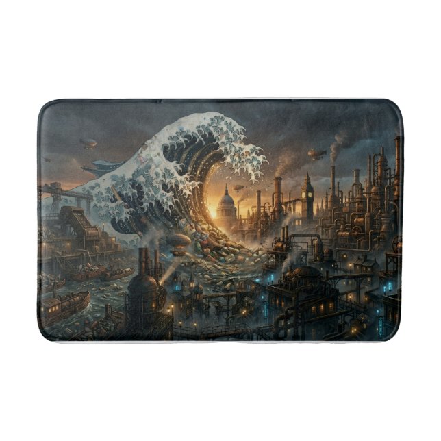 Tapete De Banheiro Great Plastic Trash Wave - Steampunk Bath Mat (Frente)