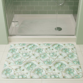 Tapete De Banheiro Green Gold Floral Bath Mat