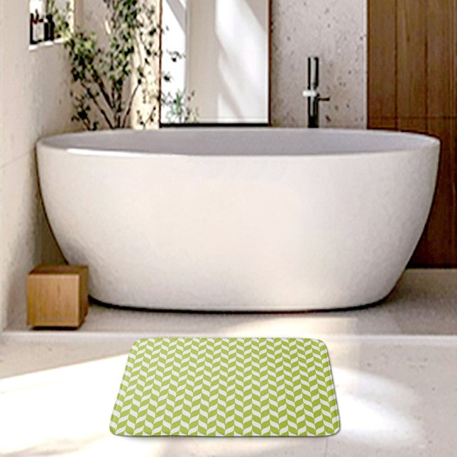 Tapete De Banheiro Green Herringbone Pattern Bath Mat (Criador carregado)