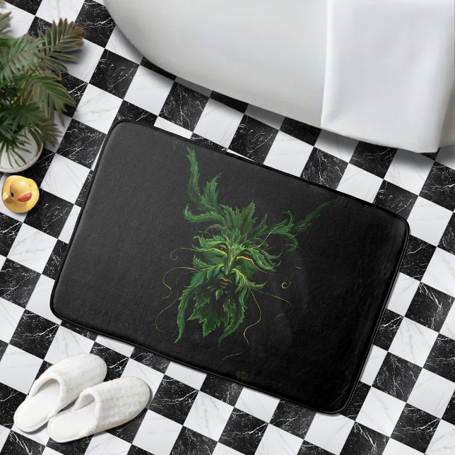 Tapete De Banheiro Green Man Fae deixa preto (Criador carregado)