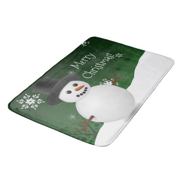 Tapete De Banheiro Green Snowman Winter Scense Christmas Bath Mat (Angulado)