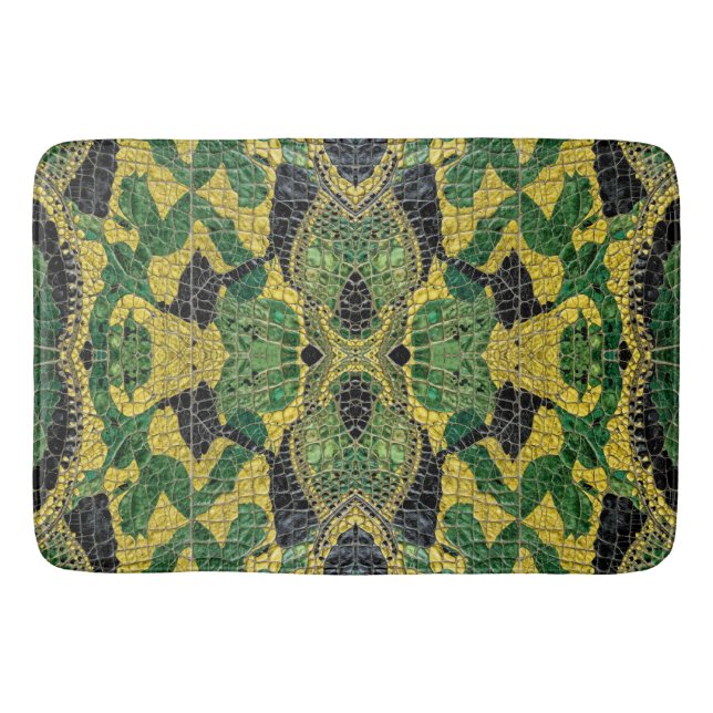 Tapete De Banheiro Green Yellow Alligator Crocodile Dragon Leather (Frente)