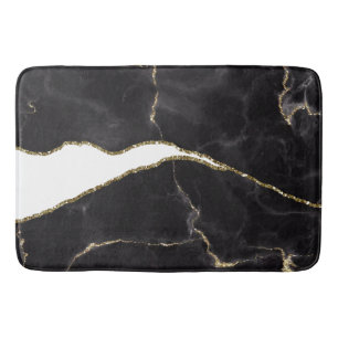 Tapete De Banheiro Grelha de Agato de Marble Dourado Preto