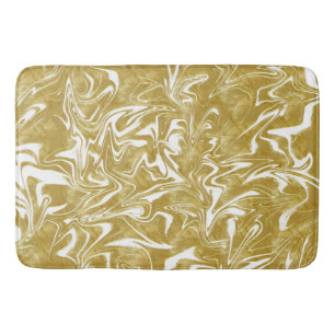 Tapete De Banheiro Grelha Elegante Dourada e branca
