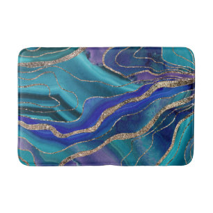 Tapete De Banheiro Grelha Glitter Glitter Glicam De Agitação Azul R