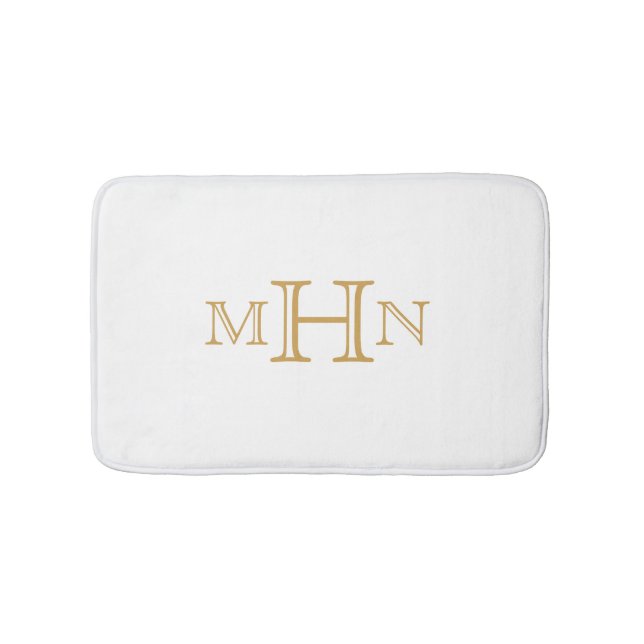 Tapete De Banheiro Grelha Gótica | Bath Mat | Monograma | Branco (frente)