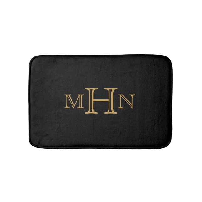 Tapete De Banheiro Grelha Gótica | Bath Mat | Monograma | Preto (frente)