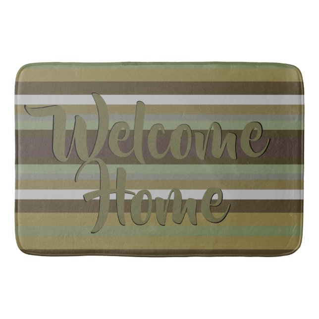 Tapete De Banheiro Greve Verde de Oliva e Teal (Frente)