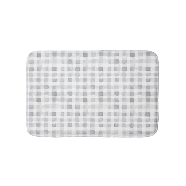 Tapete De Banheiro Grey White Plaid Stripes  (frente)