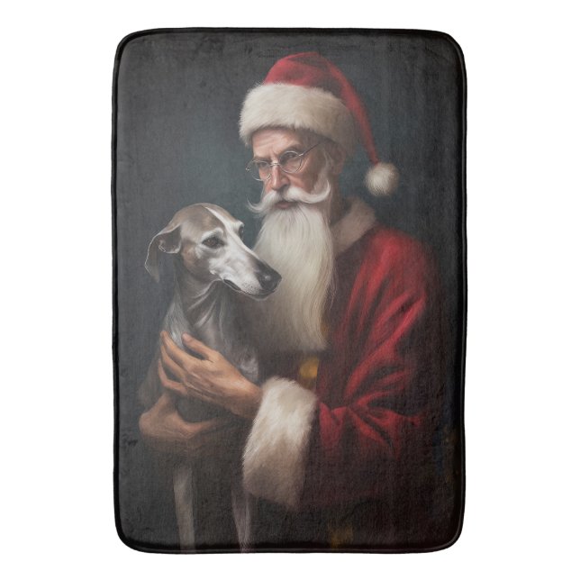 Tapete De Banheiro Greyhound com Papai Noel Natal Festivo (Frente Vertical)