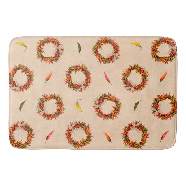 Tapete De Banheiro Grinaldas de Pimentões Rústicos do Sudoeste   (Frente)