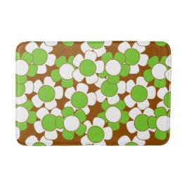 Tapete De Banheiro Groovy Daisy Toss - Marrom, Verde-limão e Branco