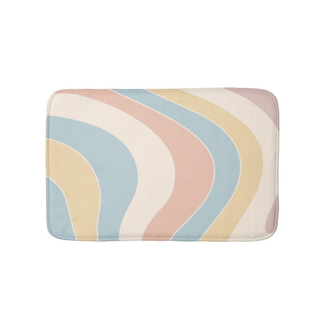 Tapete De Banheiro Groovy pastel retro style waves design (frente)